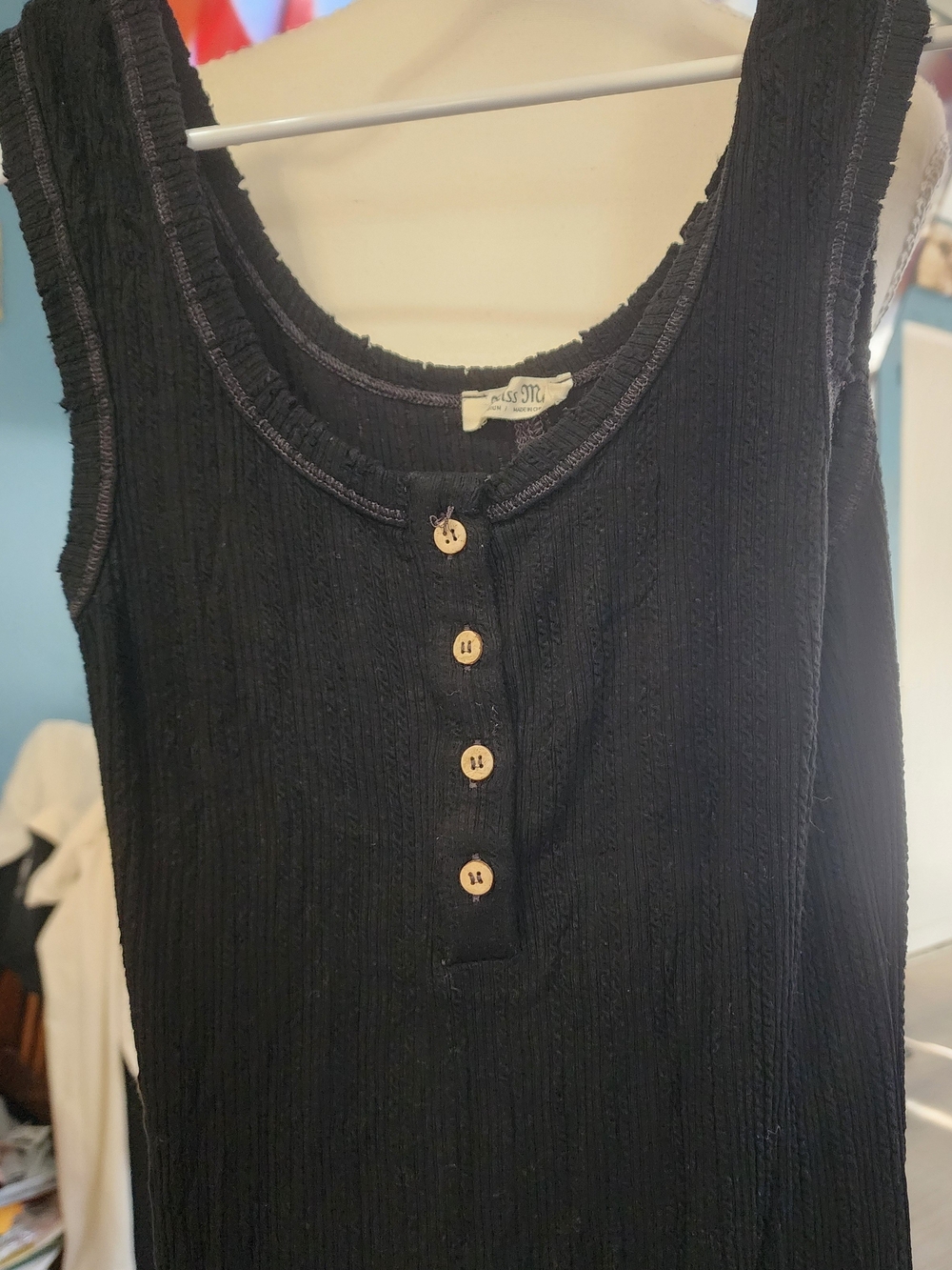 Miss Me Black Sleeveless Button-Front Midi Dress Sz Med